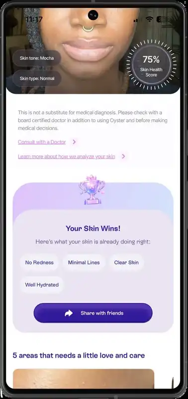 Oyster skin health score screen